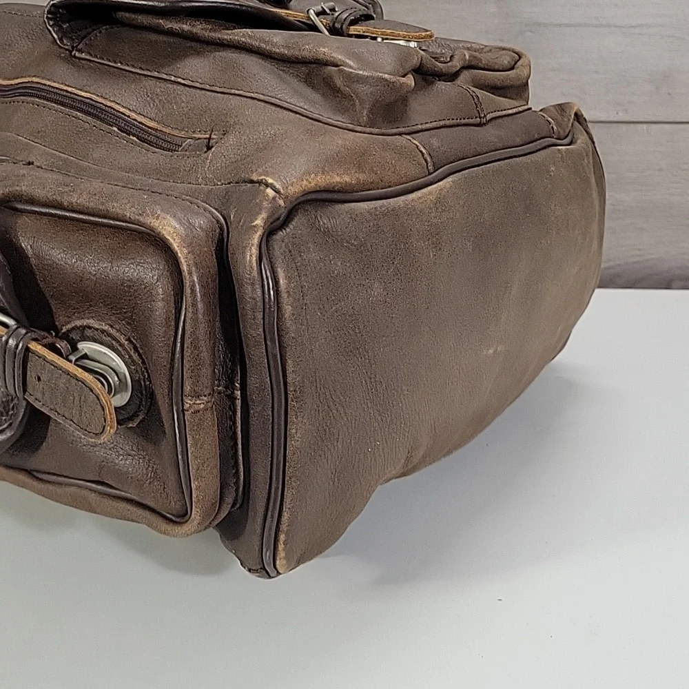 Vintage Brown Leather Rucksack Backpack